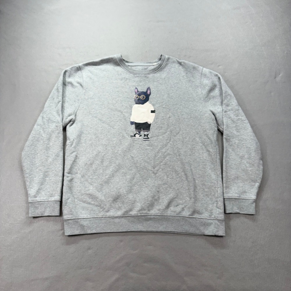 Stanley/Stella Frenchie Graphic Sweatshirt Unisex XL Gray Organic Cotton Pullovr